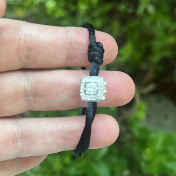 Vintage Rhinestones and Black Silk Bracelet - Picture 6 of 17